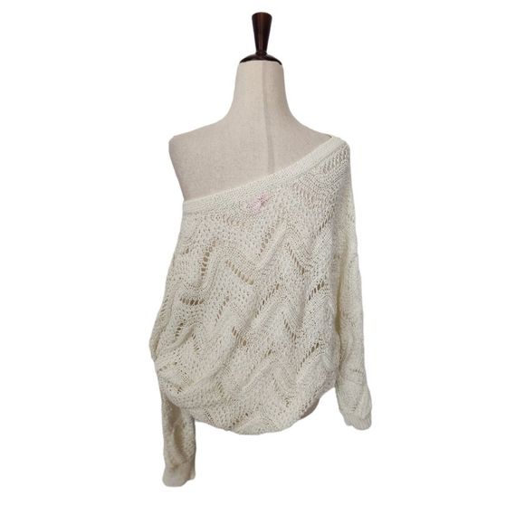 Lilly Pulitzer White Open Knit Ofd Shoulder Sweater Medium Large - Picture 7 of 11